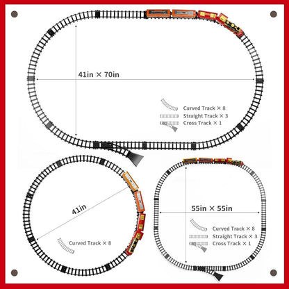 Red Christmas Tree Toy Steam Train Set with Lights Sounds Christmas Train Set Electric Train Sets for Kids Toy Christmas Under Tree Decoration