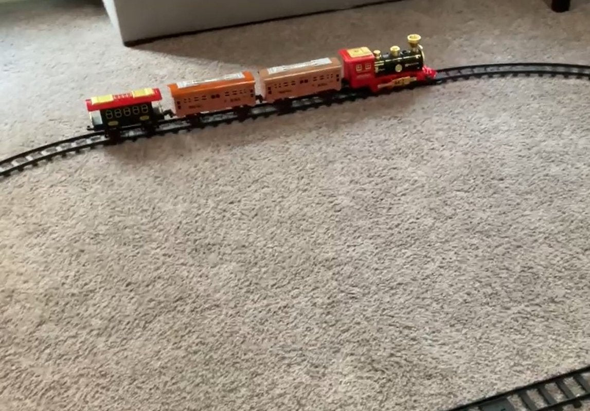 Red Christmas Tree Toy Steam Train Set with Lights Sounds Christmas Train Set Electric Train Sets for Kids Toy Christmas Under Tree Decoration