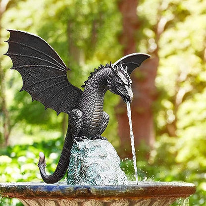 Resin Dragon Garden Fountain for Outdoor Dragon Decor and Garden Decoration