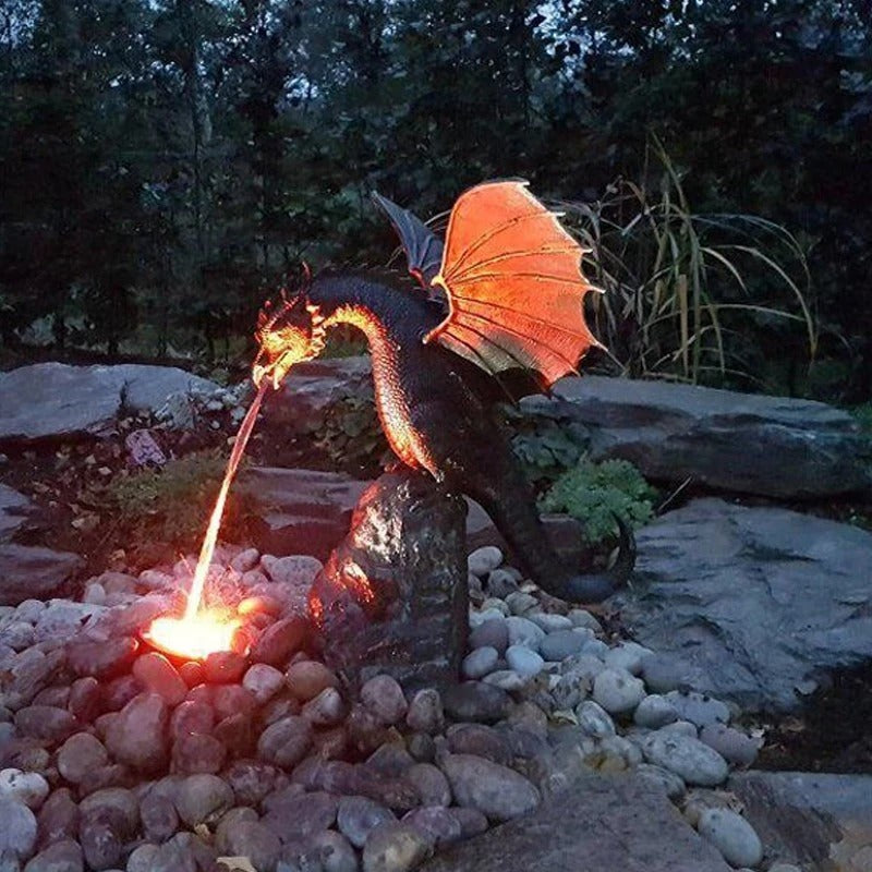 Resin Dragon Garden Fountain for Outdoor Dragon Decor and Garden Decoration