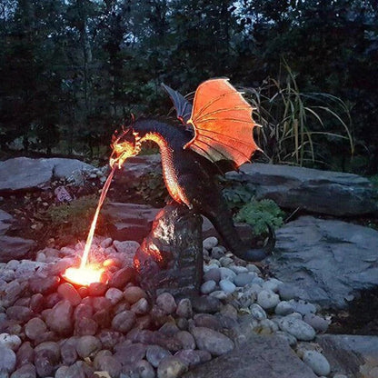 Resin Dragon Garden Fountain for Outdoor Dragon Decor and Garden Decoration