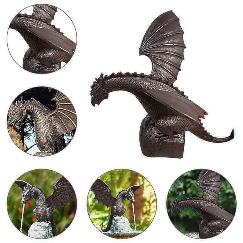 Resin Dragon Garden Fountain for Outdoor Dragon Decor and Garden Decoration