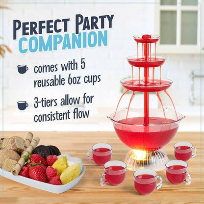 Retro Lighting Party Fountain with Cups – Safe Material, Easy to Assemble and Disassemble