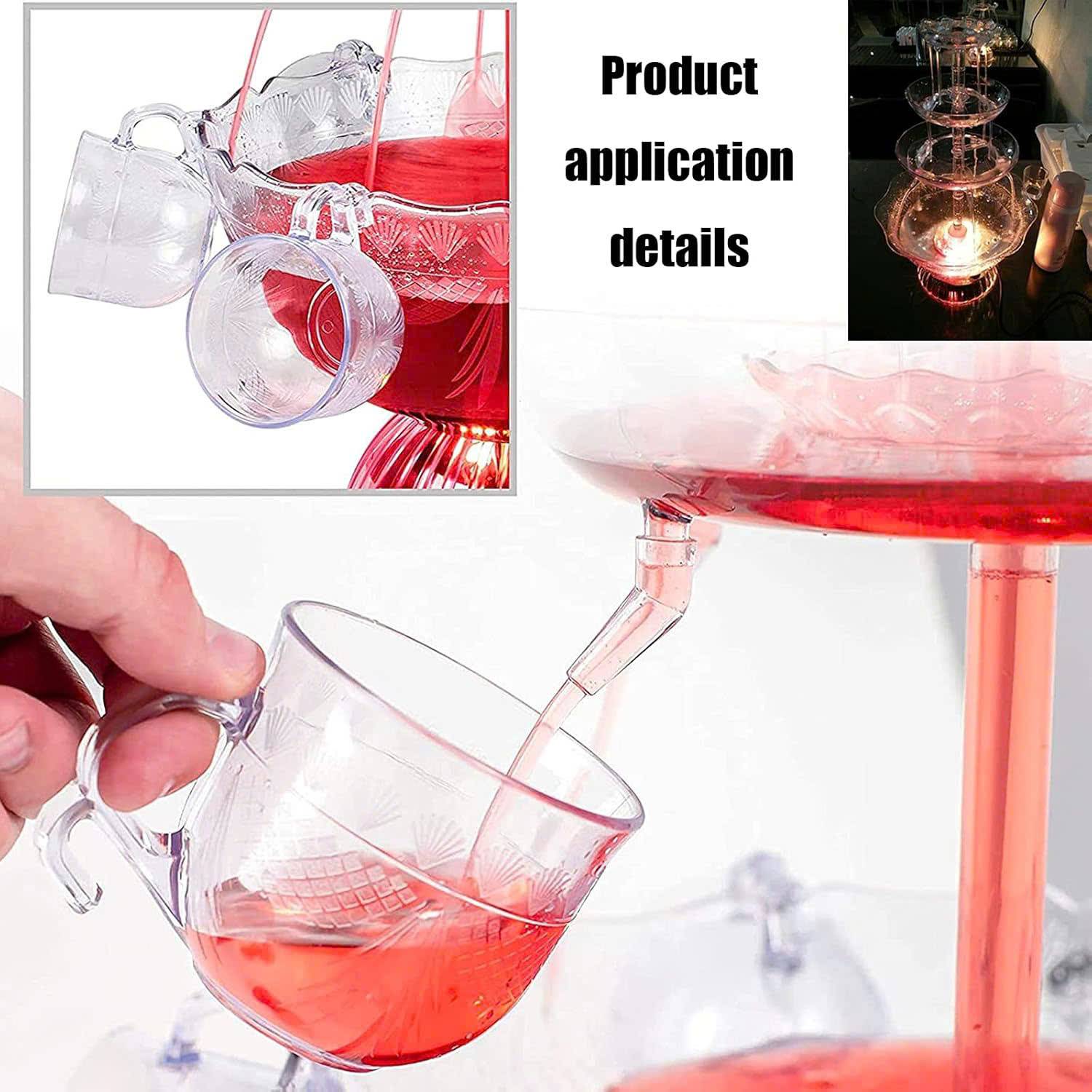 Retro Lighting Party Fountain with Cups – Safe Material, Easy to Assemble and Disassemble