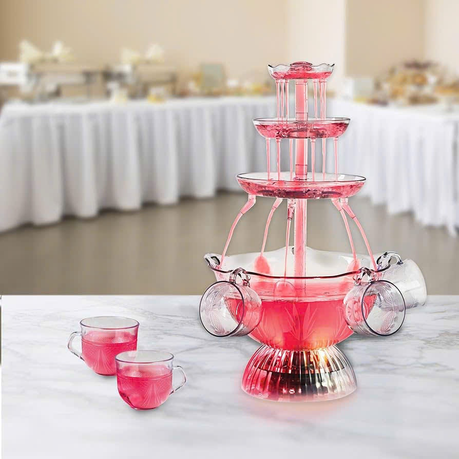 Retro Lighting Party Fountain with Cups – Safe Material, Easy to Assemble and Disassemble