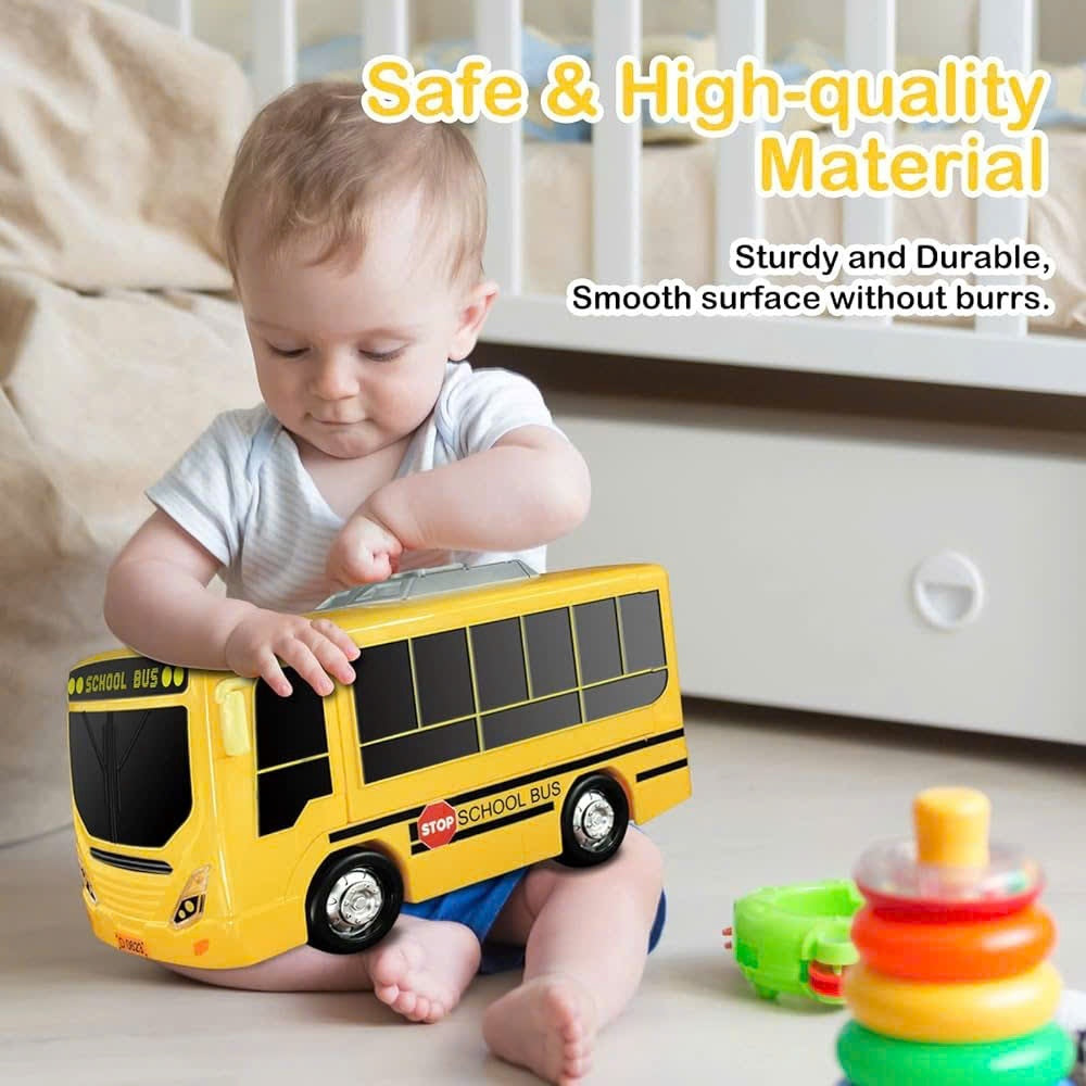 School Bus Driving Simulator Toy with Lights, Sounds and Steering Wheel, Safe for Ages 3+