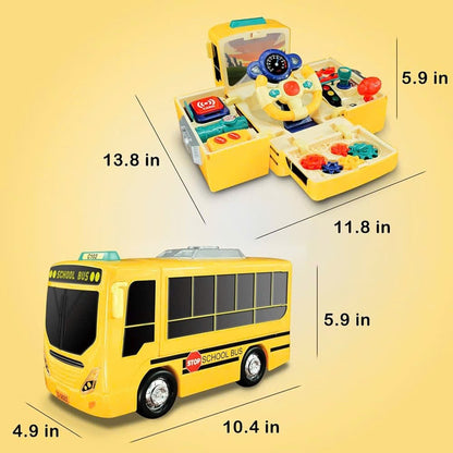 School Bus Driving Simulator Toy with Lights, Sounds and Steering Wheel, Safe for Ages 3+