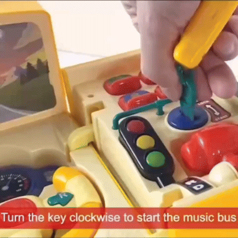 School Bus Driving Simulator Toy with Lights, Sounds and Steering Wheel, Safe for Ages 3+