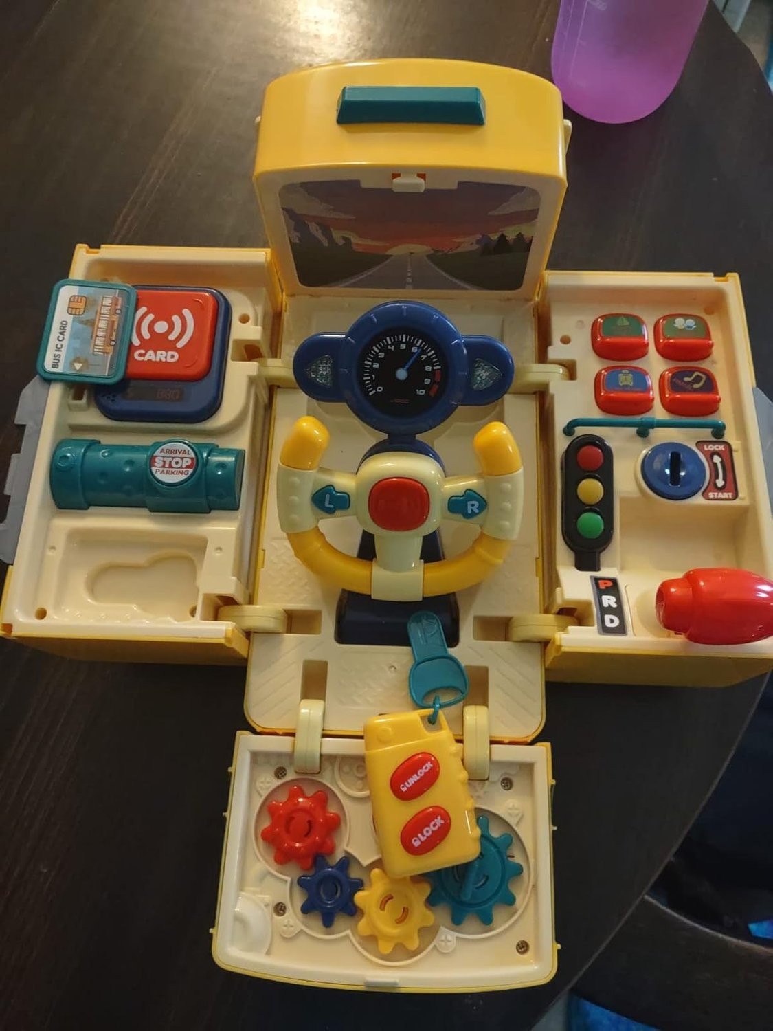 School Bus Driving Simulator Toy with Lights, Sounds and Steering Wheel, Safe for Ages 3+