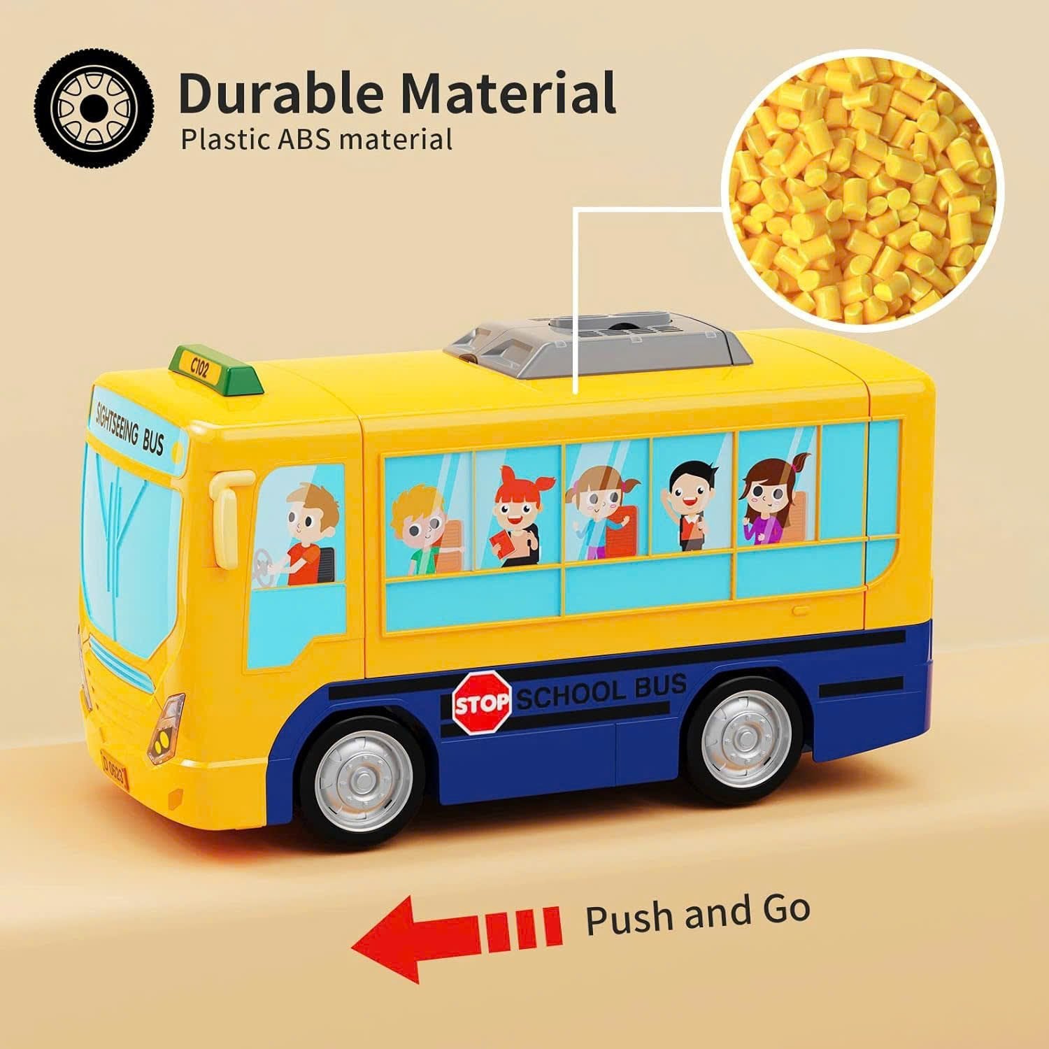 School Bus Driving Simulator Toy with Lights, Sounds and Steering Wheel, Safe for Ages 3+