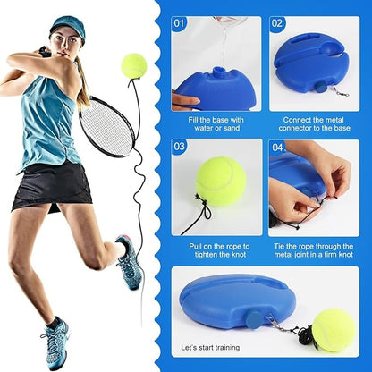 Tennis Trainer Rebound Ball for Self-Practice with Elastic Ball and Anti-Slip Base