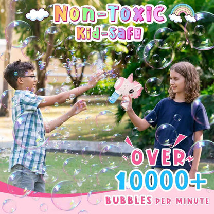 Unicorn Toy Bubble Machine with LED Lights, Compact, Portable, Safe for Ages 3+