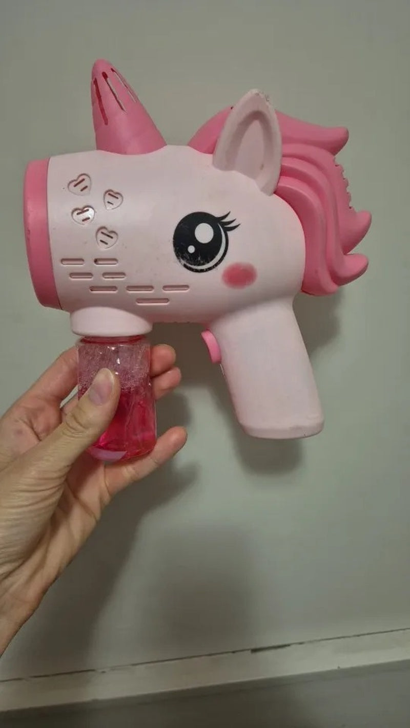 Unicorn Toy Bubble Machine with LED Lights, Compact, Portable, Safe for Ages 3+