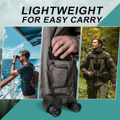 Waterproof High-Power Night-Vision Binoculars for Adults and Kids with 10×25 Magnification, Carrying Strap, Storage Pouch