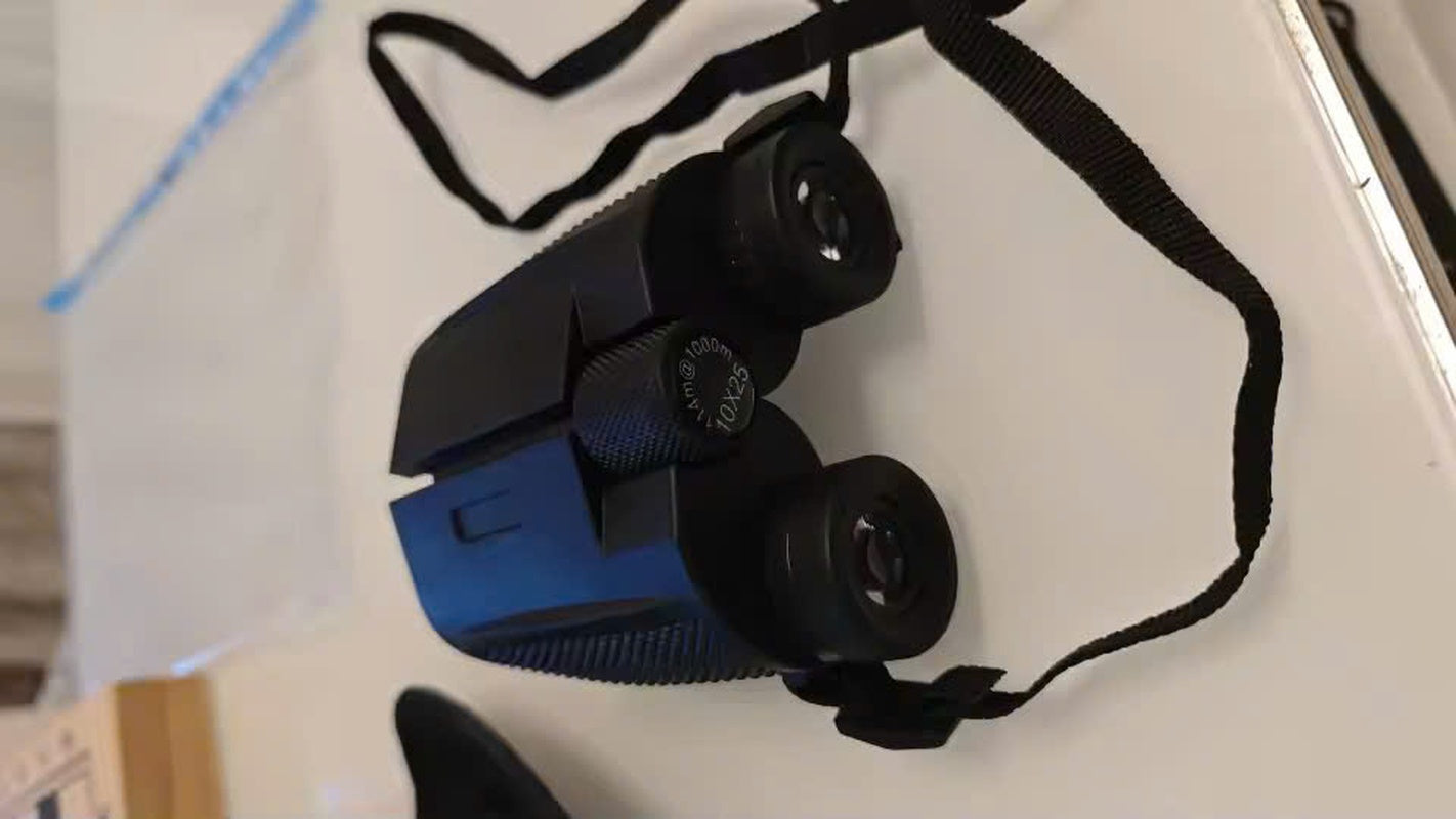 Waterproof High-Power Night-Vision Binoculars for Adults and Kids with 10×25 Magnification, Carrying Strap, Storage Pouch