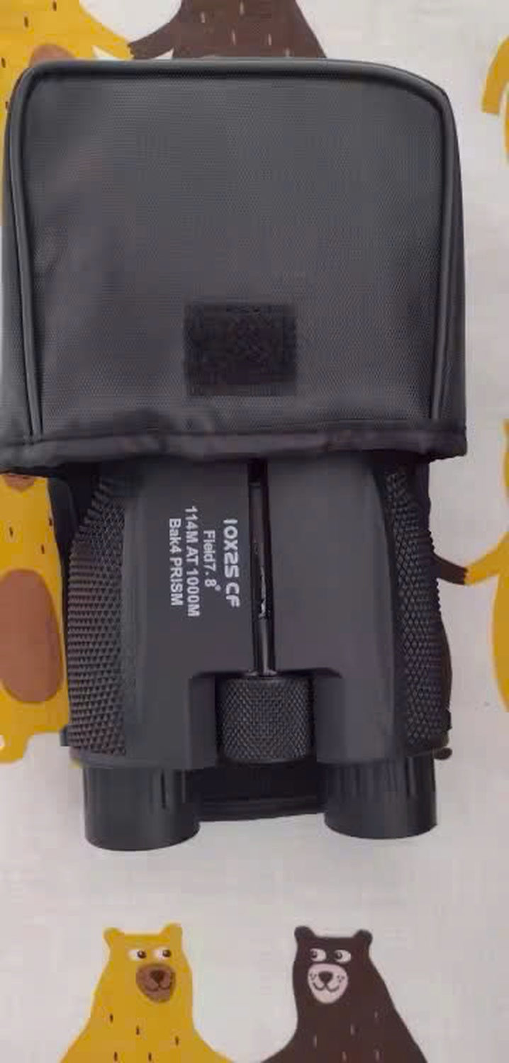 Waterproof High-Power Night-Vision Binoculars for Adults and Kids with 10×25 Magnification, Carrying Strap, Storage Pouch