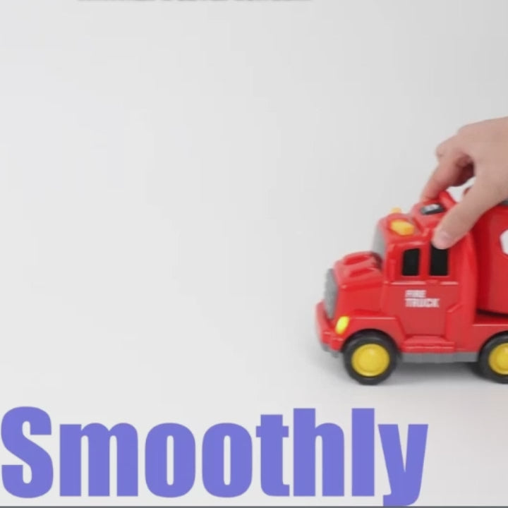 5-in-1 Rescue Vehicle Fire Truck with Inertial Friction Power, Rotatable Front Cab, Lights & Sound Effects, Safe for Ages 3+