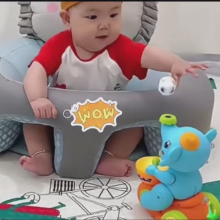 Musical Walking Elephant Drummer Toy with LED Lights and Floating Ball, Safe for Babies 3+ Months