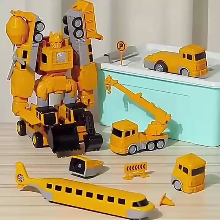 Magnetic Transforming Construction Vehicle Set, Converts into Robot, Detachable Parts, Safe for Ages 3+