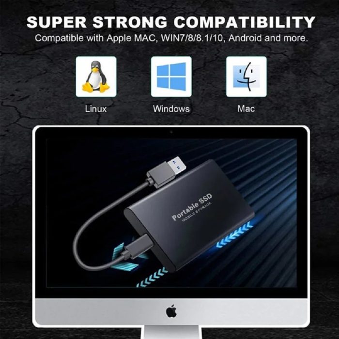 High-Speed Portable SSD External Hard Drive USB 3.1, Type-C, 256TB