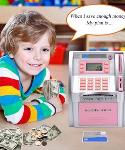 Upgraded Talking ATM Piggy Bank for Kids Adults, Toy Money Bank for Real Money with Voice Prompt, Electronic Money Safe Coin Box