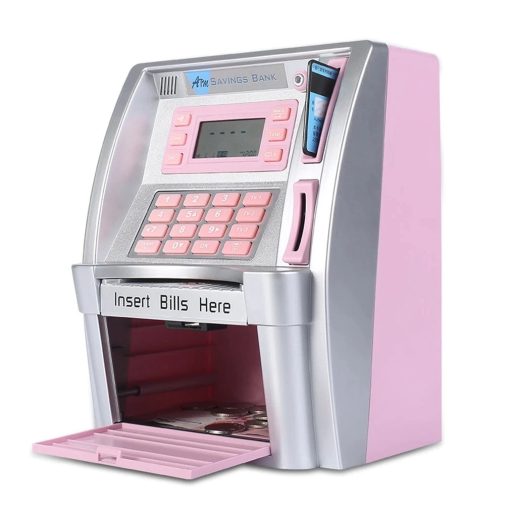 Upgraded Talking ATM Piggy Bank for Kids Adults, Toy Money Bank for Real Money with Voice Prompt, Electronic Money Safe Coin Box