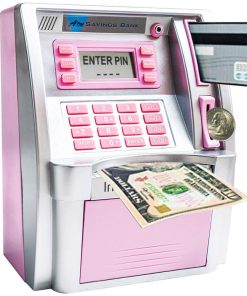 Upgraded Talking ATM Piggy Bank for Kids Adults, Toy Money Bank for Real Money with Voice Prompt, Electronic Money Safe Coin Box