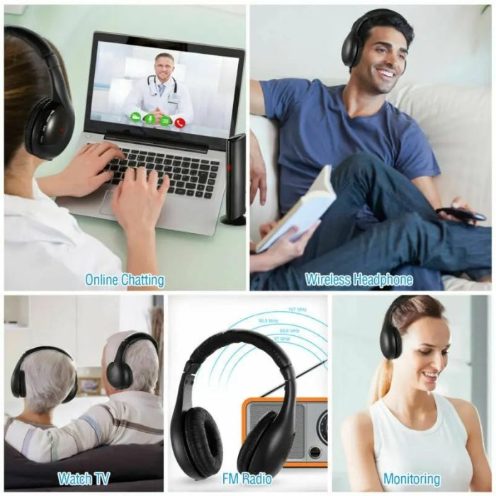 5-in-1 Wireless Headset with Hi-Fi Sound, FM Radio, and Monitoring Features