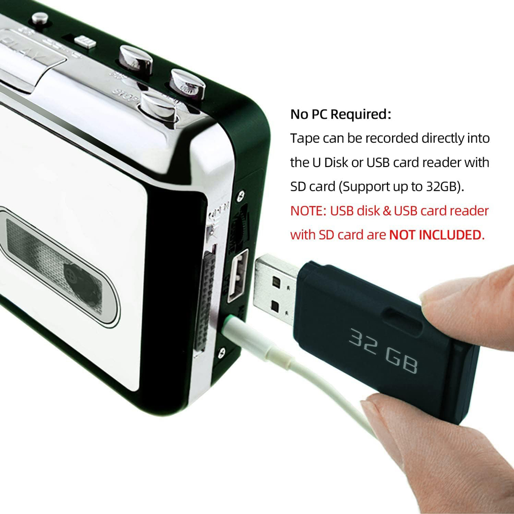 Cassette Tape To USB Converter, Cassette Tape Player Record Tape to MP3 Digital Converter, Portable Cassette Player