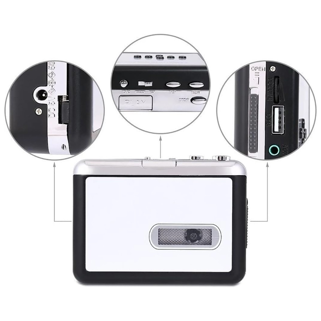 Cassette Tape To USB Converter, Cassette Tape Player Record Tape to MP3 Digital Converter, Portable Cassette Player