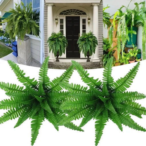 Uv Resistant Lifelike Artificial Boston Fern For Outdoors